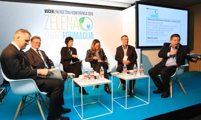 Državni sekretar na ministrstvu za infrastrukturo prof. dr. Jože Pihler, Bojan Kumer, FERI, Maša Švab, Katja Hus, predstavnica Greenpeacea, Andrej Tumpej, direktor DEM, in Peter Frankl (od leve)