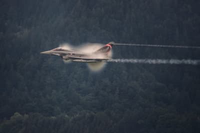 Eurofighter s poslikavo letalskega mitinga Airpower19. 