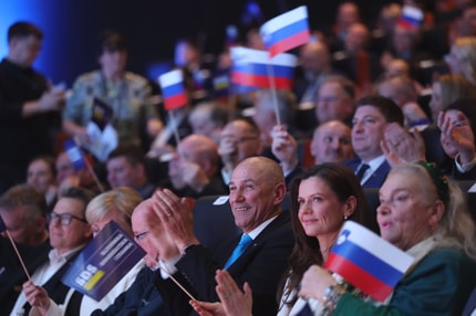 (FOTO) Janša na konvenciji SDS: Levih strank ne bo v naslednji vladi