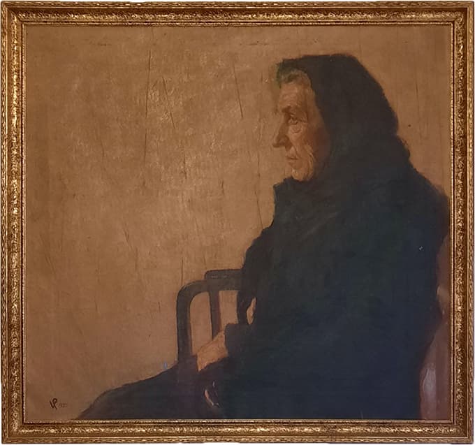 Slika s I. umetnostne razstave: Viktor Cotič, Moja mati, 1920, olje na platnu, 70 x 74 cm, zasebna last