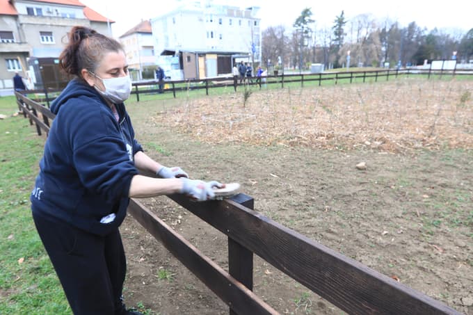(FOTO) Minigozdiček pred blokom v Ljubljanski ulici v Mariboru dobil ograjo