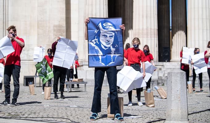 Spominska slovesnost pred dnevi ob stoti obletnici rojstva Sophie Scholl na trgu Koenigsplatz v Münchnu Foto: EPA