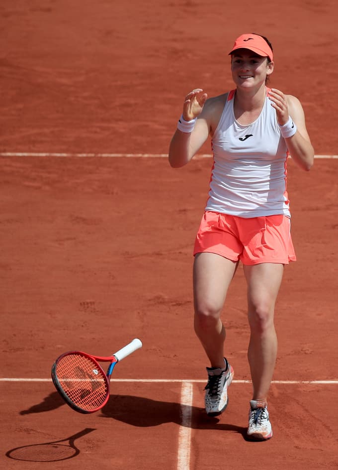 Tamara Zidanšek se je včeraj v Parizu razveselila še četrte zmage in nastopov v drugem tednu grand slama. Foto: EPA