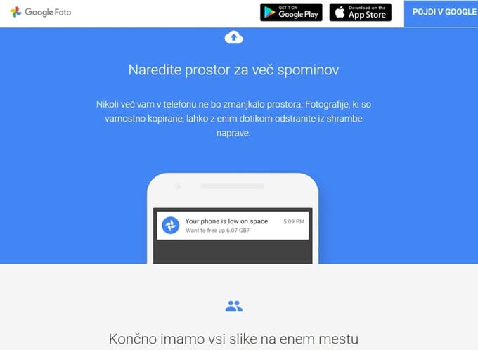 Fotografije, ki ste jih naložili pred 1. junijem, so ostale shranjene. Prostorska omejitev velja le za novo naložene posnetke.