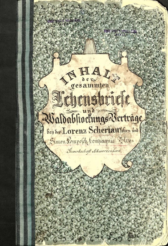 Knjiga rudarskih listin in pogodb rudarske družbe Lorenz Scheriau & Simon Komposch v Črni, 1828-1858, PAM, Rudnik svinca in cinka Mežica, AŠ 3