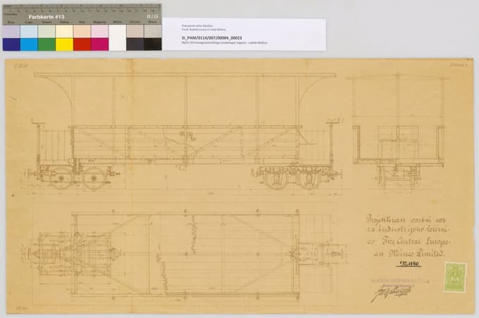 Načrt potniškega vagona za železniško progo Prevalje-Žerjav, 1925, PAM, Rudnik svinca in cinka Mežica, AŠ 7