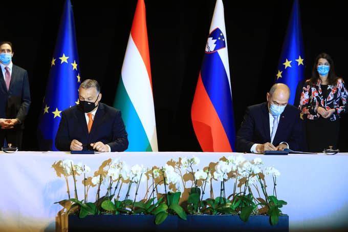 Janša in Orban v Lendavi podpisala sporazum
