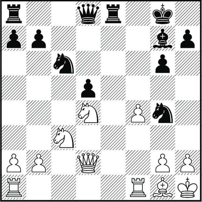 Kako je črni na potezi lepo izkoristil geometrijske motive na šahovnici?