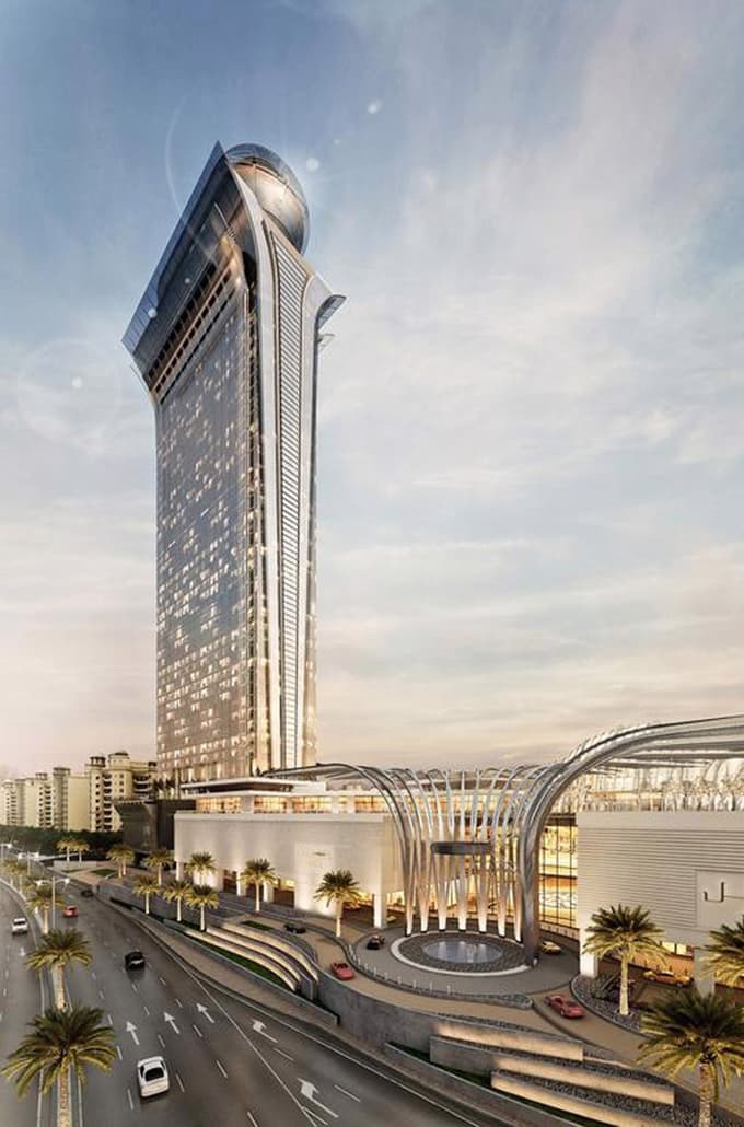 Ferrari Press Agency Ref 10065Palm Tower 126/01/2019See Ferrari picturesPicture must credit: NakheelSwimmers will be able to go for a dip at 210 metres up at a new skyscraper, in an infinity pool that's set to be one of the world's highest.The pool will be located on the 50th floor of the 52-storey The Palm Tower, which is currently under construction on Palm Jumeirah island in Dubai, United Arab Emirates, on the Arabian Gulf.Developer Nakheel has started constructing the rooftop infinity swimming pool at luxury hotel and residential complex at the heart of Palm Jumeirah developmentThe infinity pool covers 775 square metres and borders all four sides of the building, boasting unrivalled, panoramic views across Palm Jumeirah, the Arabian Gulf and the Dubai skyline.The pool will hold 930,000 litres of water.Above the pool will be a podium housing a 51st level specialty restaurant and a 52nd storey public viewing deck, 240 metres high. OPS: Artist's impression of how the The Palm Tower infinity pool and The Pal Tower will look when completed.Picture supplied by Ferrari,Image: 410474699, License: Rights-managed, Restrictions:, Model Release: no