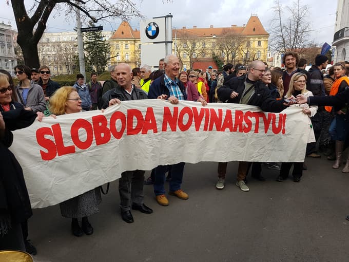 Protest v podporo novinarjem v Zagrebu