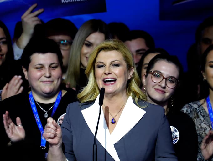 Kolinda Grabar-Kitarović po razglasitvi prvih delnih izidov.