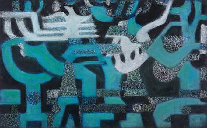 Karel Pečko: Osnutek za mozaik Gozd, 1965, pastel 