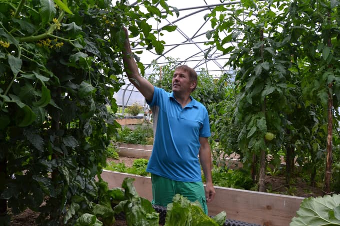 Božo Juhart v svojem rastllinjaku