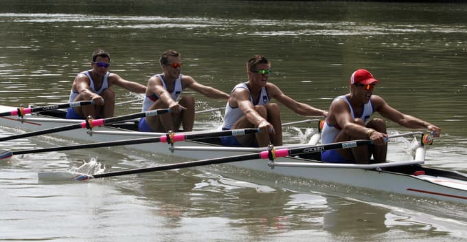 Olimpijski četverec mariborskega kluba leta 2008 (od leve): Janez Zupanc, Jernej Jurše, Janez Jurše in Gašper Fistravec