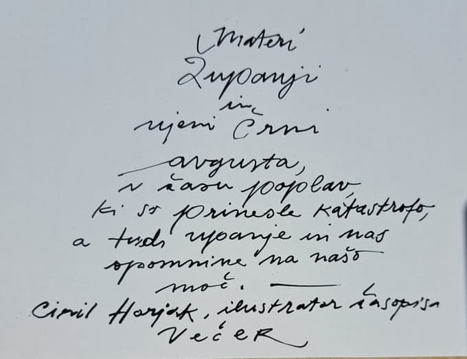 Ciril Horjak, napis na steno županji