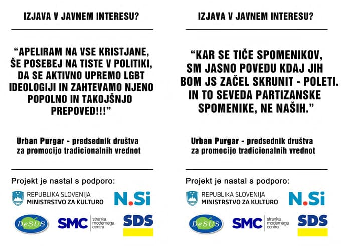 (FOTO) Aktiv kulturnikov z akcijo zahteva odvzem statusa Purgarjevemu Društvu za promocijo tradicionalnih vrednot