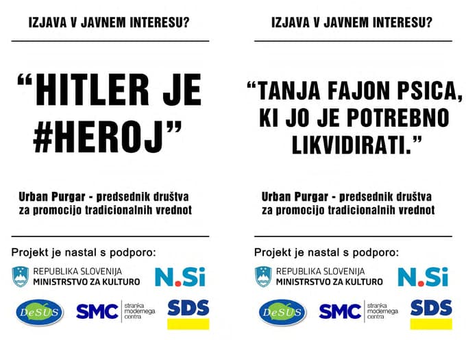 (FOTO) Aktiv kulturnikov z akcijo zahteva odvzem statusa Purgarjevemu Društvu za promocijo tradicionalnih vrednot