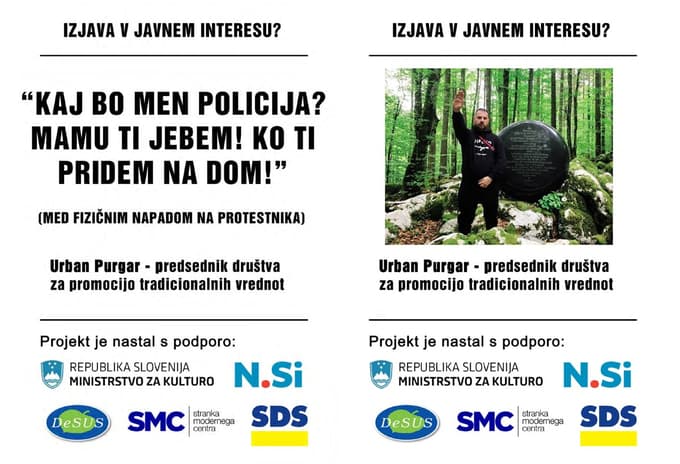 (FOTO) Aktiv kulturnikov z akcijo zahteva odvzem statusa Purgarjevemu Društvu za promocijo tradicionalnih vrednot