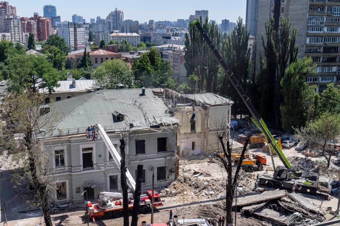 Posledice eksplozije v otroški bolnišnici v Kijevu