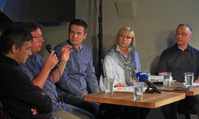 Barbara Verdnik na dogodku, ki ga je organiziralo Društvo novinarjev Slovenije
