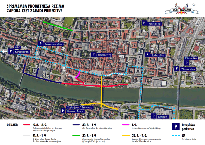 (ZEMLJEVID) V Maribor prihaja spektakel Red Bull Flugtag: Kje bodo zapore prometa in kje dodatna brezplačna parkirišča?