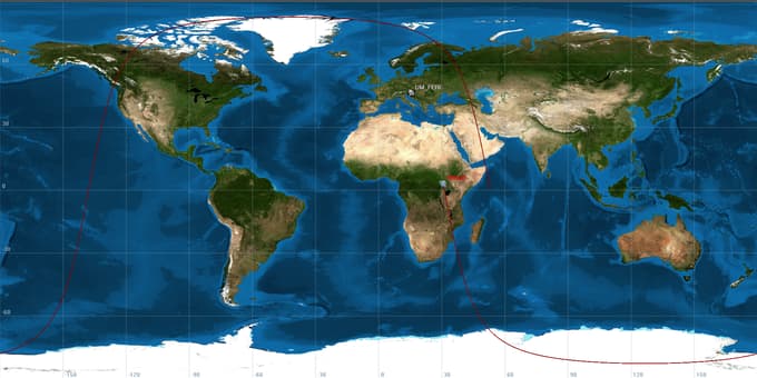 Slika zadnje orbite satelita Trisat. 