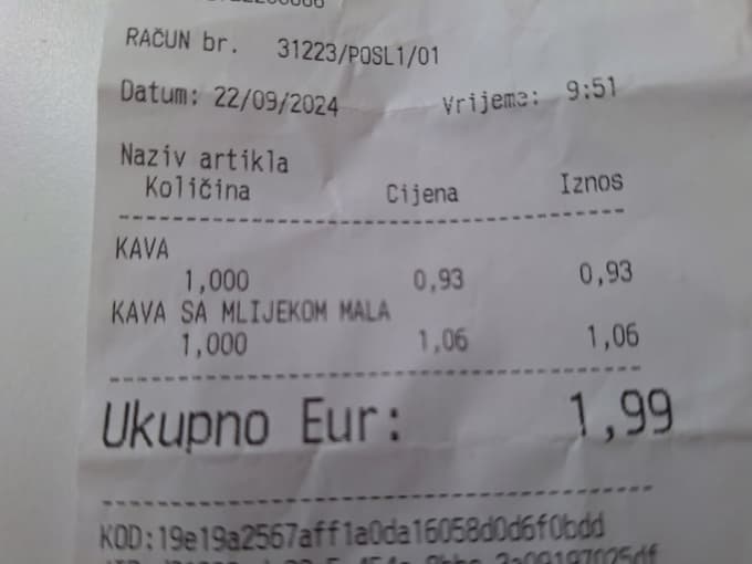 Da so cene na Hrvaškem previsoke? Spili smo kavo na tržnicah v Pulju, Mariboru in Ljubljani, tukaj so računi