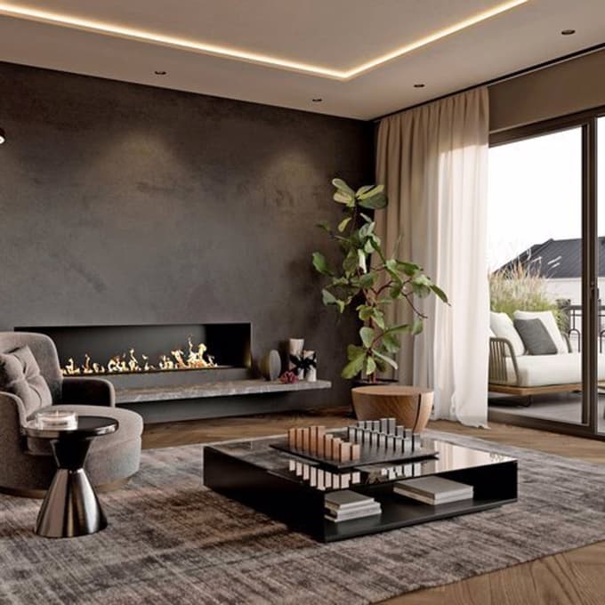 Temni toni dajejo prostoru plemenit videz.