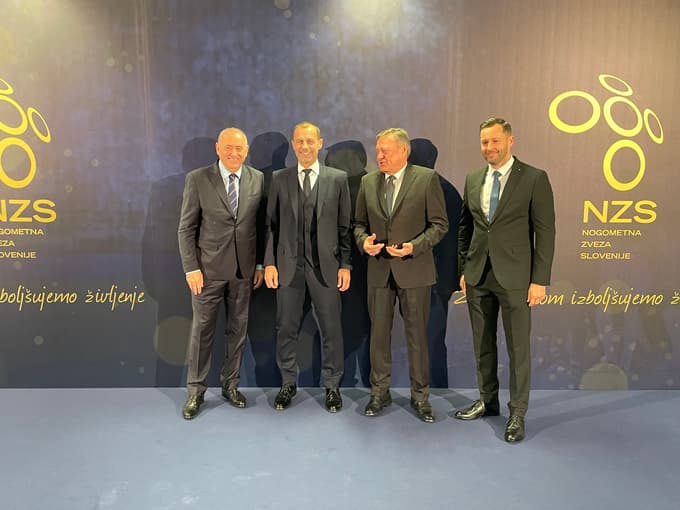 Radenko Mijatović. Aleksander Čeferin, Zoran Janković, Martin Koželj, novoletni sprejem NZS, 12. 12. 2024