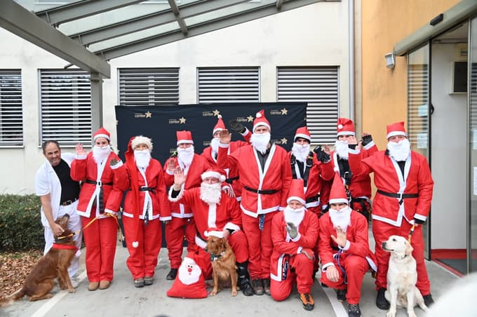 (FOTO in VIDEO) Božičkom so se pri spustu s strehe pridružili reševalni psi
