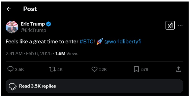 Eric Trump napoveduje rast Bitcoina – Ali sledi bikovska serija kriptovalut?