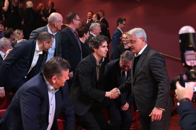 Prihod ministra za gospodarstvo Matjaža Hana. 