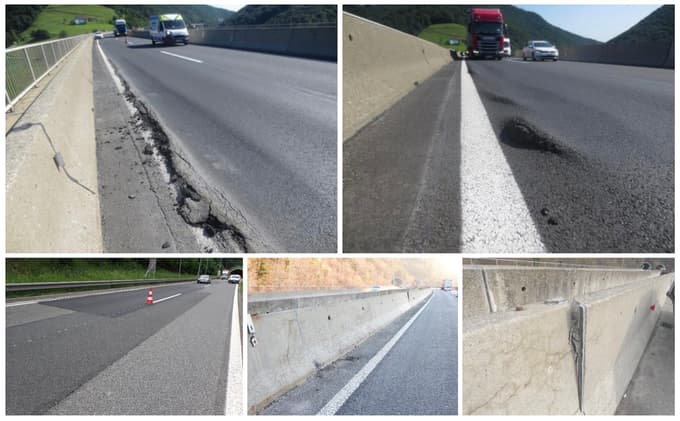 Poškodbe na avtocesti A1. 