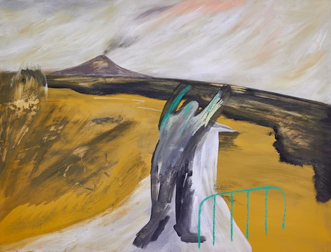 Dominika Trapp, Parafraza Norca iz Sirakuz, 2016, zemeljski pigmenti na leseni plošči, 65 x 85 cm, foto: Dominika Trapp 