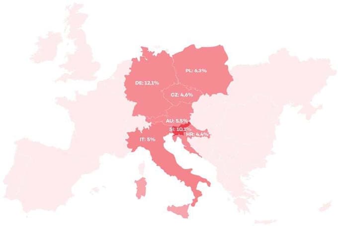 TOP države po prenočitvah (junij 2025) 