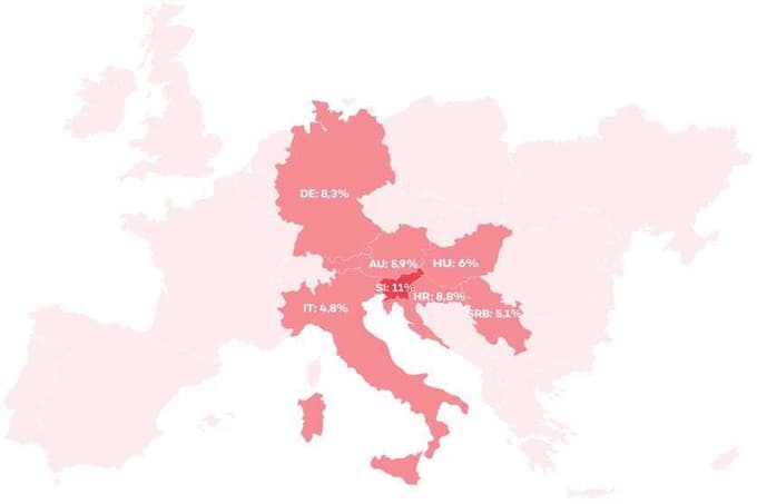 TOP države po prenočitvah (jan-jun 2025)