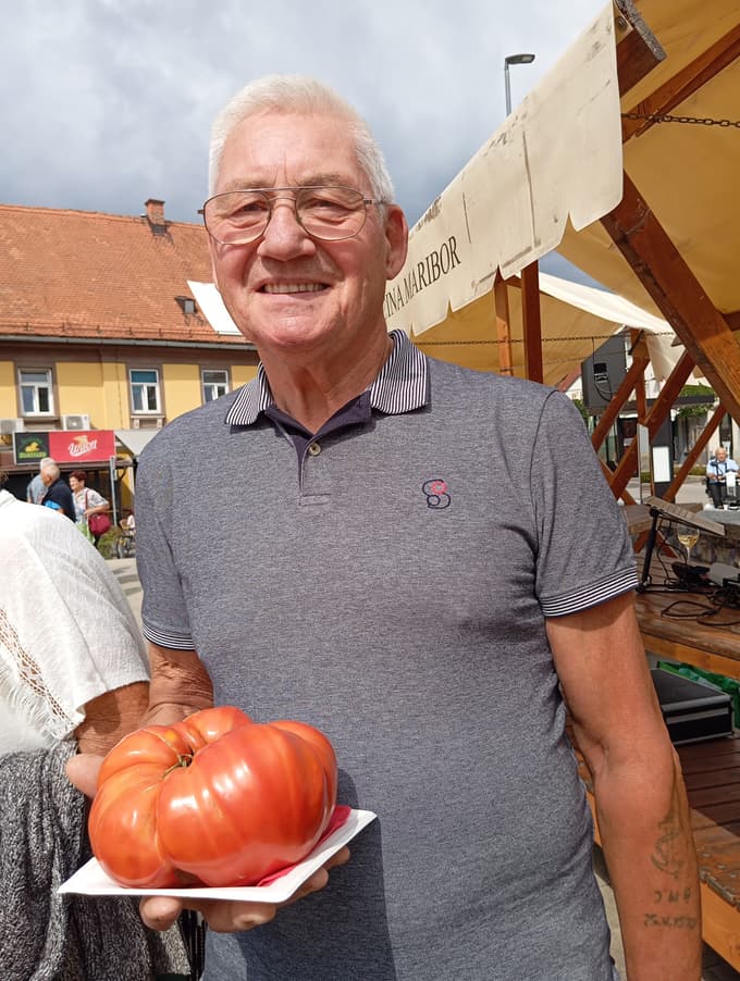 Najtežji paradižnik festivala – 1,27 kg – je pridelal Albin Ribič.