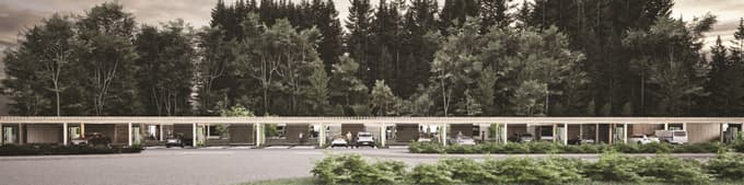 Nadstrešnice bodo izdelane iz lesa in podprte s slopi iz zbite zemlje, strehe pa bodo opremljene s fotovoltaičnimi celicami, ki bodo zagotavljale del oskrbe z energijo.