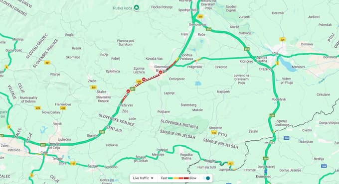 Po nesreči na avtocesti Slovenska Bistrica praktično blokirana. Je najboljši obvoz kar čez - Hrvaško?