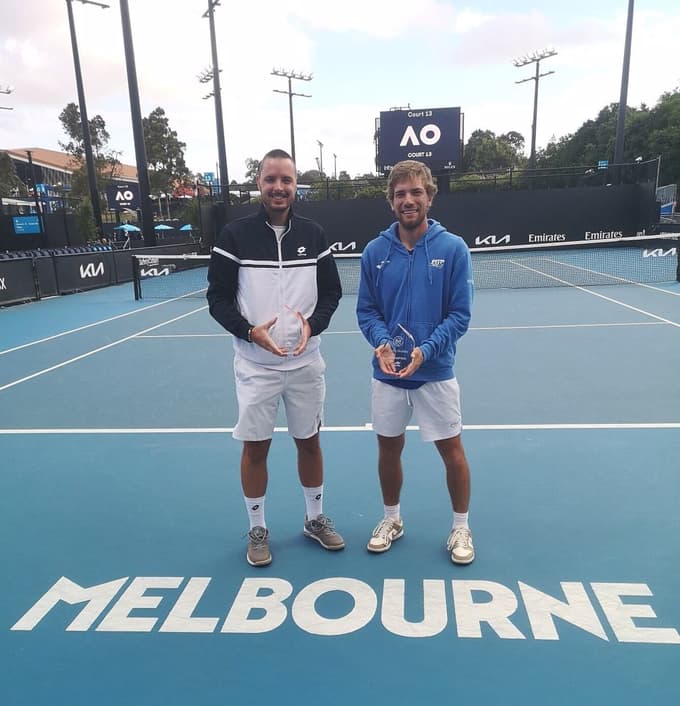 Marino Kegl in njegov soigralec v dvojicah, Italijan Marco Caretta.