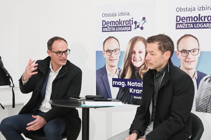 Predsednik Demokratov Anže Logar in predsednik mariborskega odbora stranke Aleš Novak