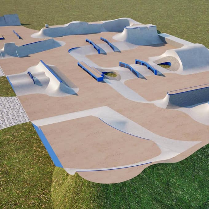 Render kaže, kako bo na koncu izgledal prostor za skejterje, rolkarje, kolesarje in vse bolj pogoste voznike skirojev. 