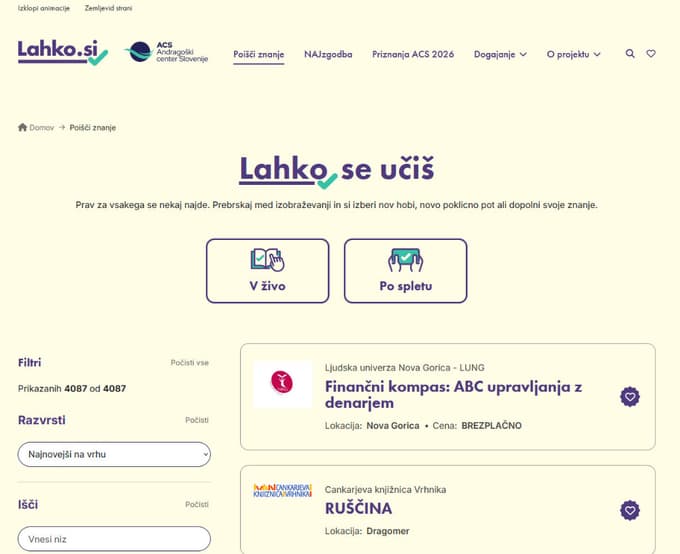 Tečaji in programi za starejše. 