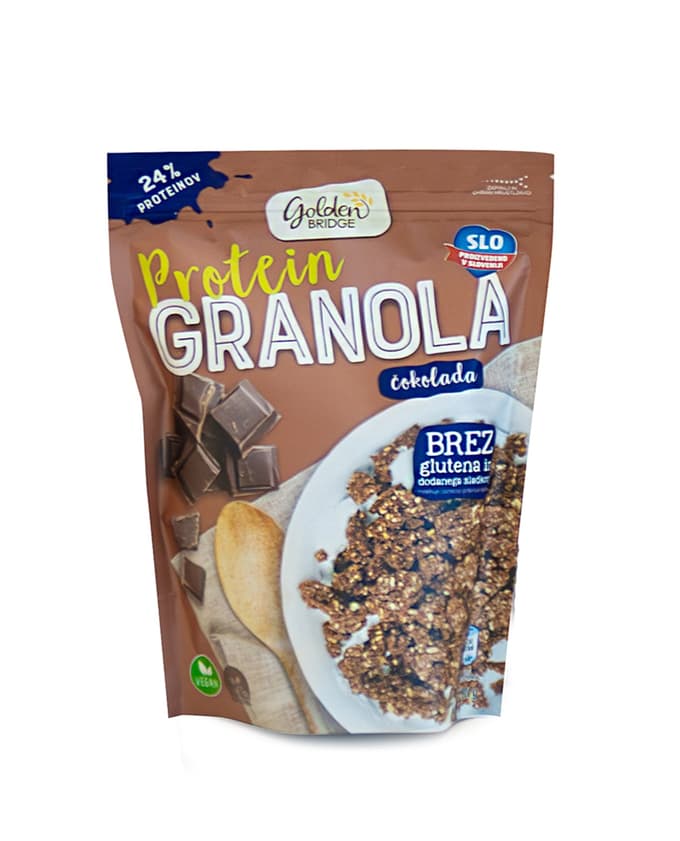 Priljubljena beljakovinska granola, ki jo podjetje Amafood dobavlja za trgovine Hofer.