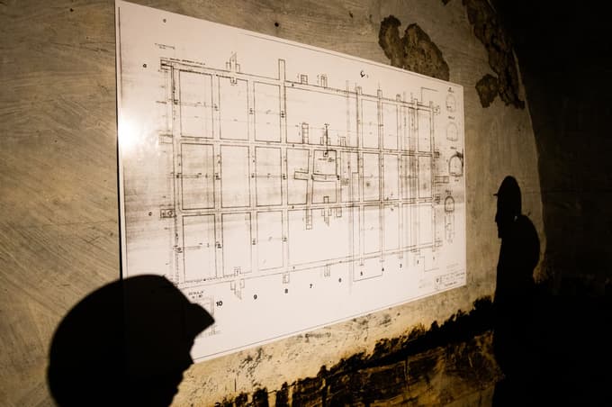 Načrt največjega od treh podzemnih objektov, ki so jih zgradili Nemci. Del tega je tudi na ogled javnosti.