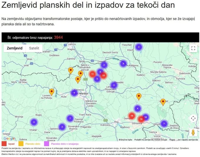 Šmartno, Sp. Predbukovje, Bresnica, Sp. Velka, Domanjševci, Ročica: Zaradi vetra več kot tisoč ljudi brez elektrike