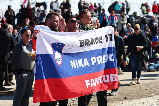 (FOTO) Med navijači v Planici: Veste, do kod bo šla Nika? Tukaj za nami, v VIP-šotoru bo pristala!