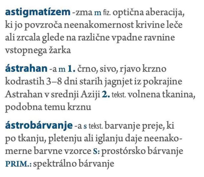 Primeri gesel iz tretje izdaje Slovenskega tehniškega slovarja