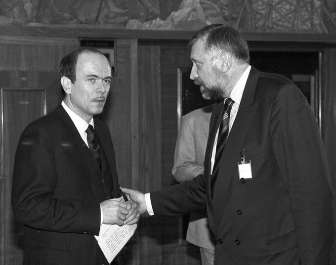 12. januar 1993, Ljubljana. Z Janezom Drnovškom