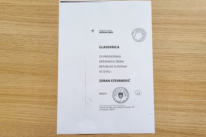 Glasovnica za izvolitev Zorana Stevanovića za predsednika DZ